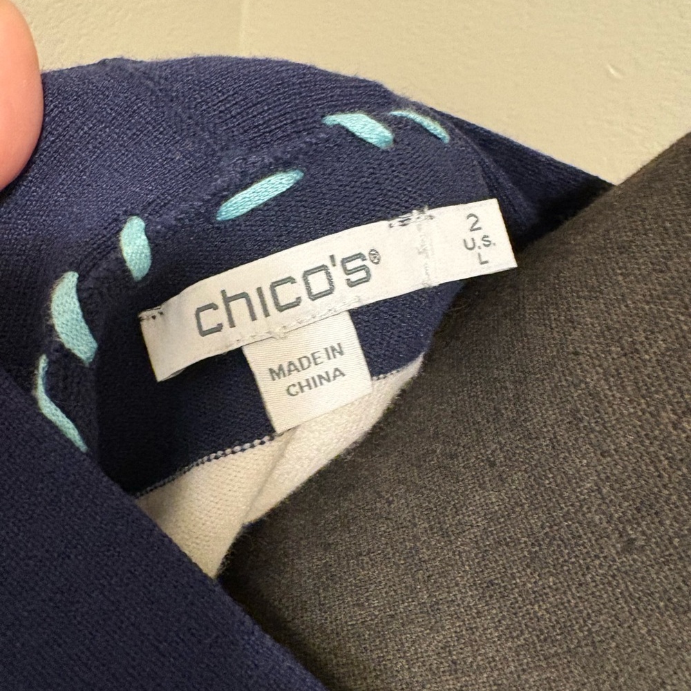 Chico's Striped Cardigan Passport Blue Size 2(Large) - Picture 6 of 6